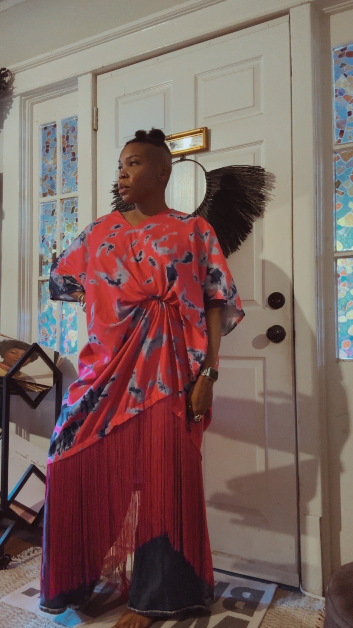 Pink/Blue Fringe Kaftan