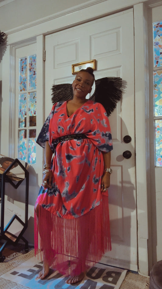 Pink/Blue Fringe Kaftan
