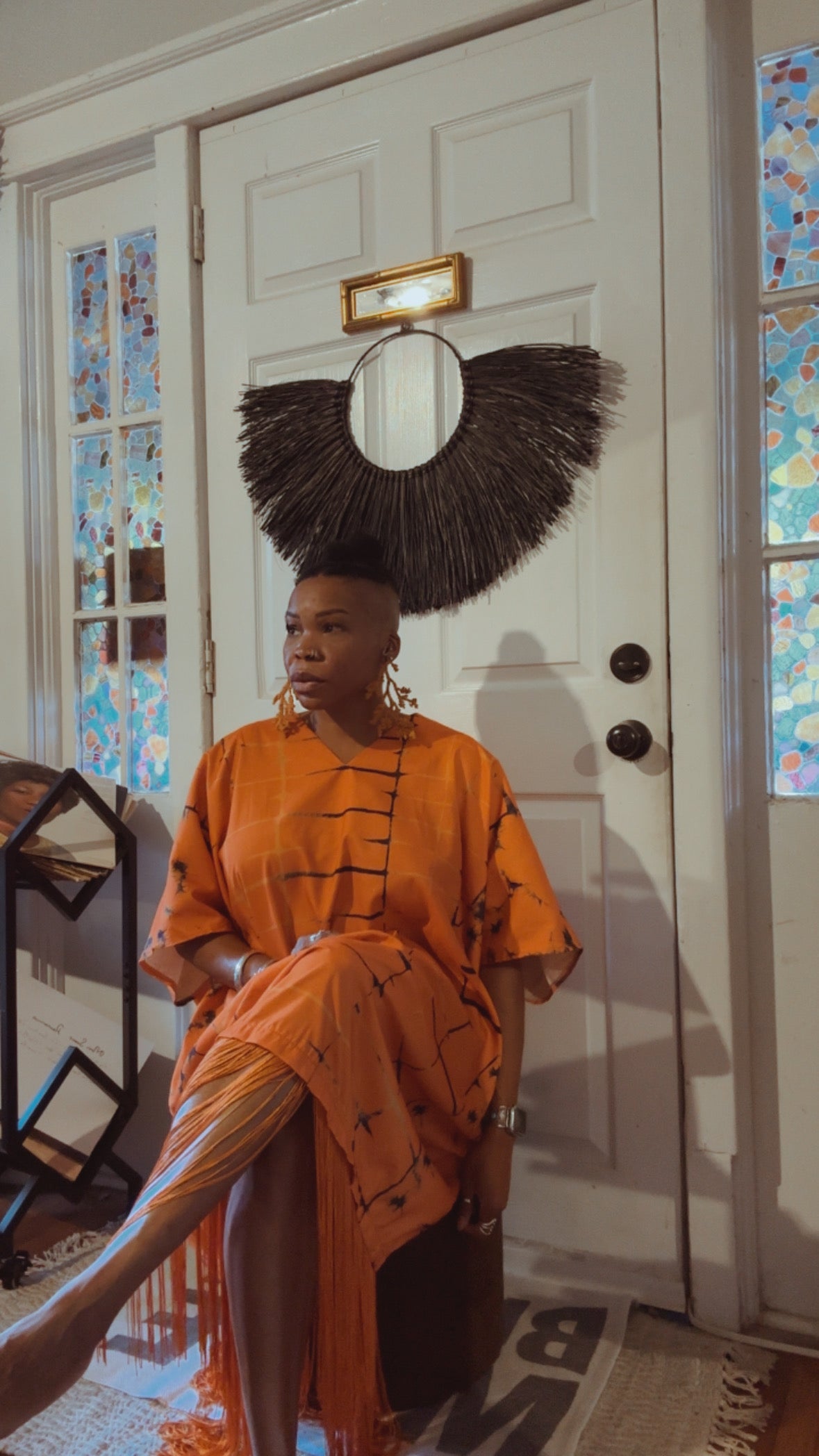Orange Fringe Kaftan