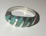 Sterling Silver Crushed Turquoise Ring Size 6