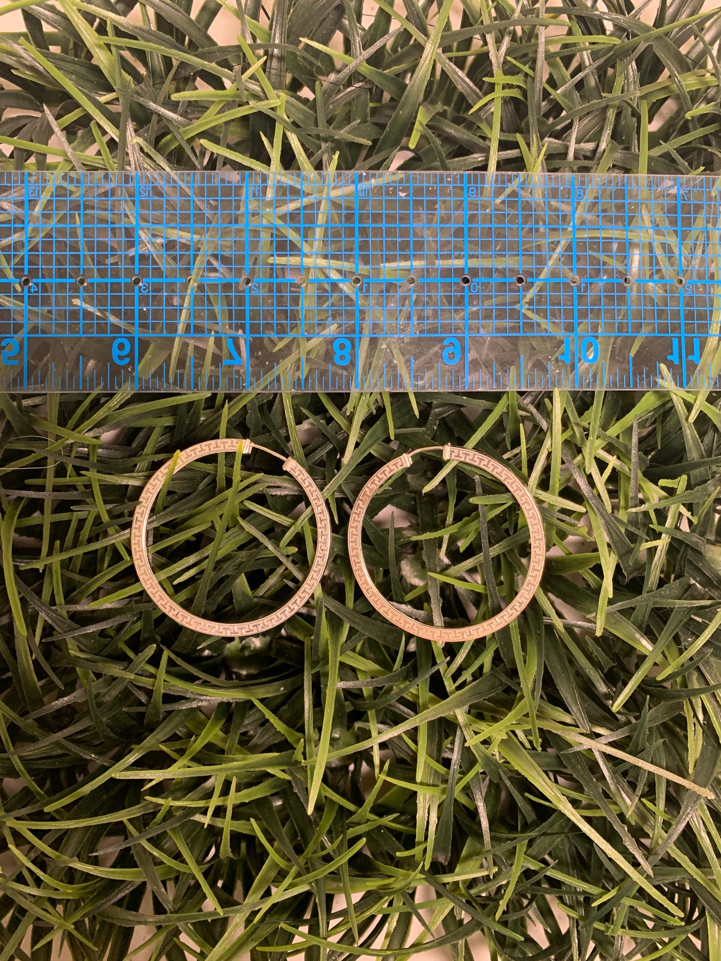 Vintage Sterling Silver Printed Hoop Earrings