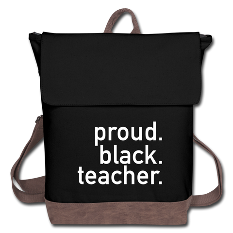 Proud Black Teacher Canvas Backpack - black/brown