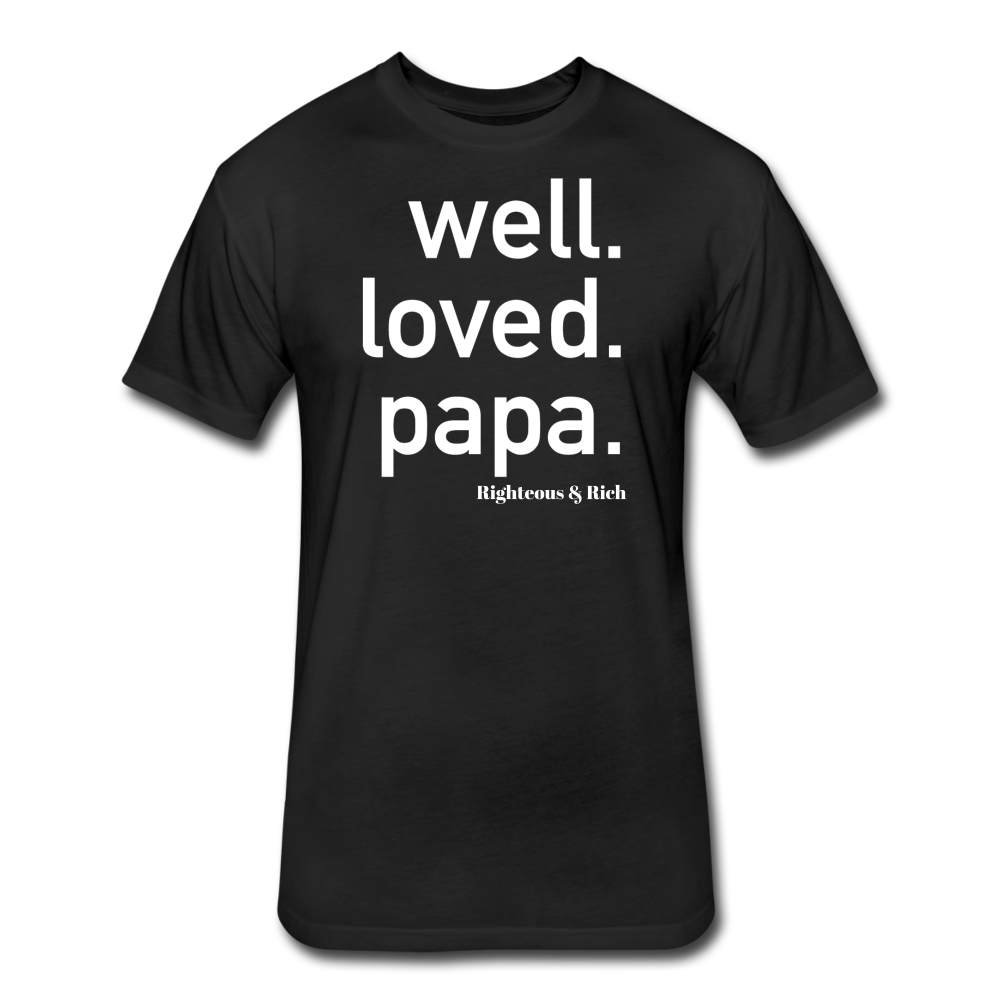 Well Loved Papa Fitted Cotton/Poly T-Shirt - black