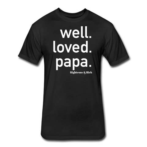 Well Loved Papa Fitted Cotton/Poly T-Shirt - black