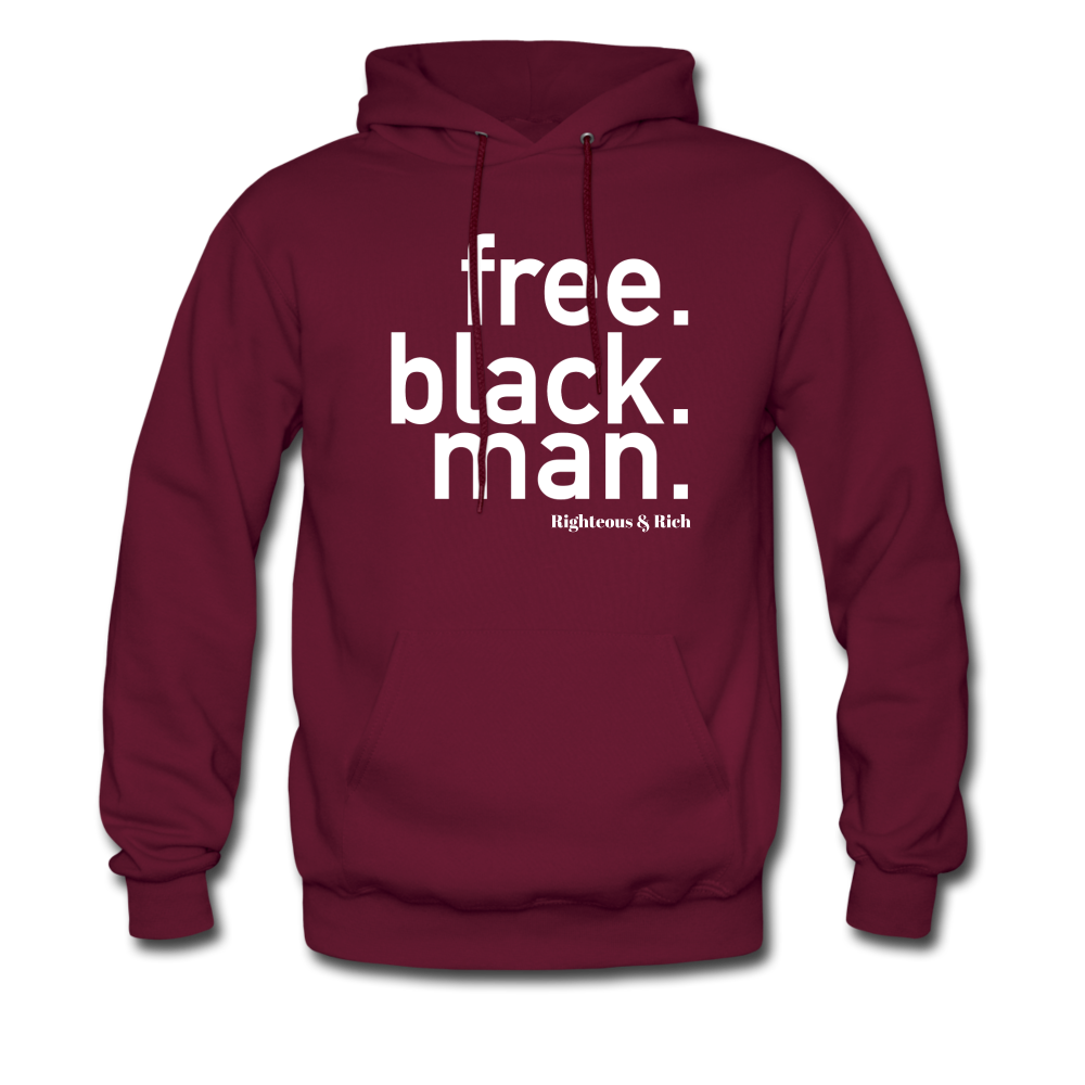 Free Black Man Hoodie - burgundy