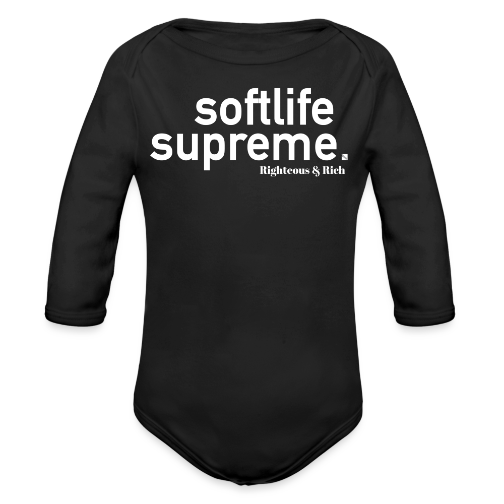 Softlife Supreme Organic Long Sleeve Baby Bodysuit - black