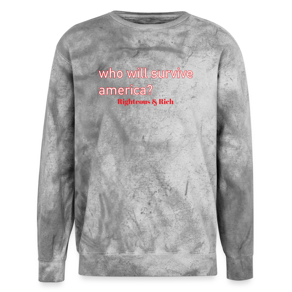 WHO WILL SURVIVE AMERICA? Unisex Colorblast Crewneck Sweatshirt - smoke