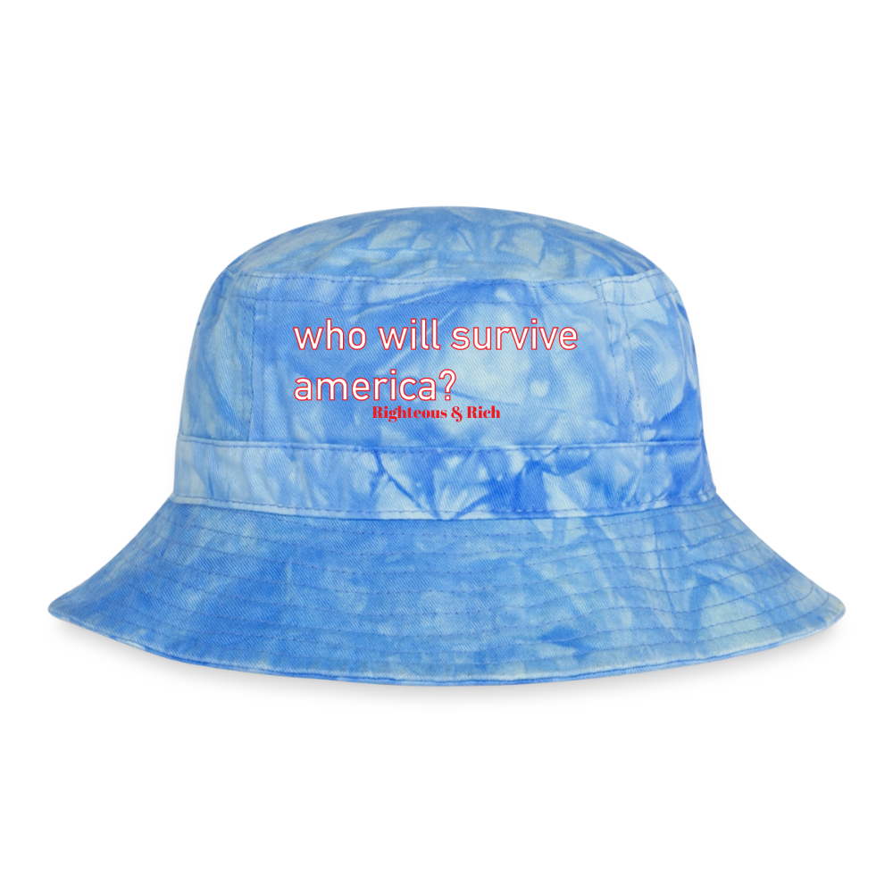 Who Will Survive America Tie Dye Bucket Hat - light Blue Tie Dye