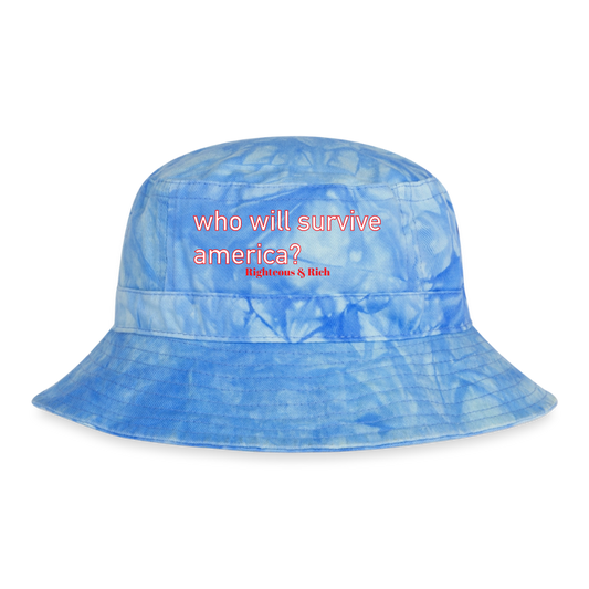Who Will Survive America Tie Dye Bucket Hat - light Blue Tie Dye