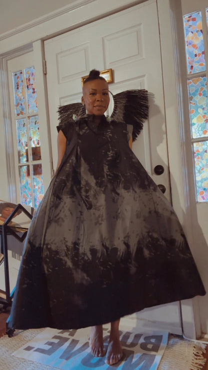 Black/Gray Wax Dress w/Pockets