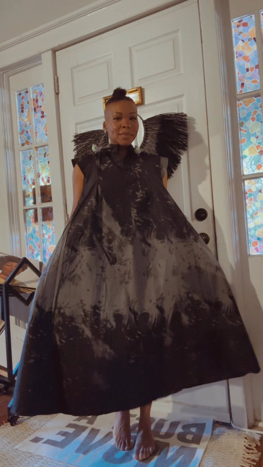 Black/Gray Wax Dress w/Pockets