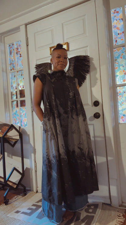 Black/Gray Wax Dress w/Pockets