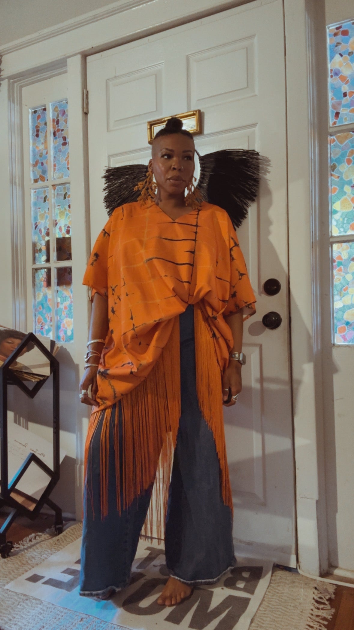 Orange Fringe Kaftan