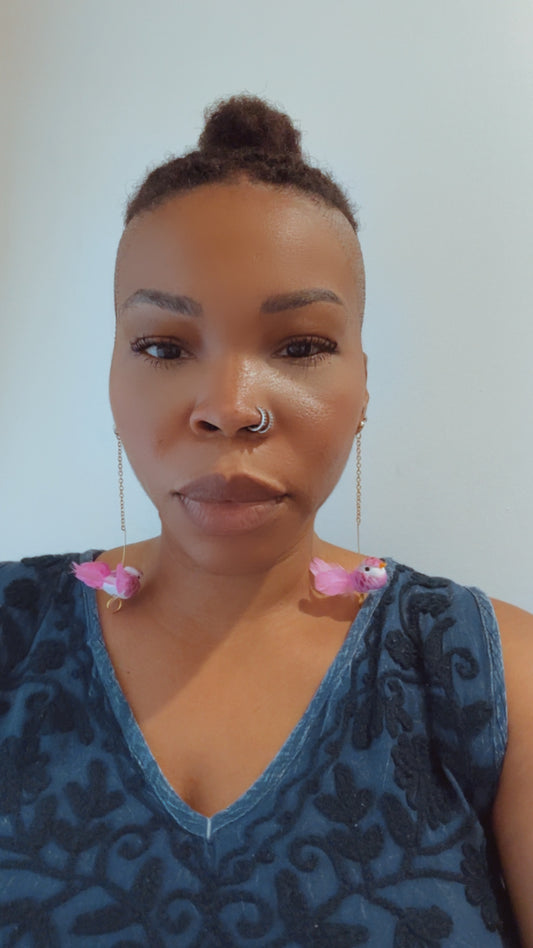 Pink Bird Earrings