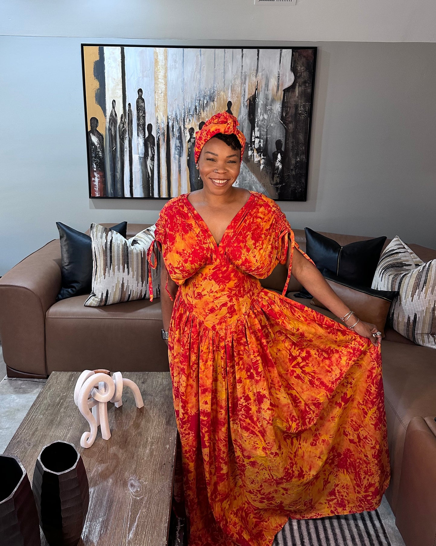 Fiery Elegance Maxi Dress