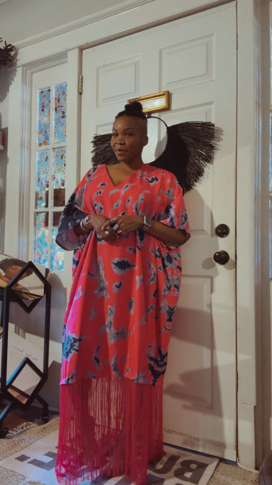 Pink/Blue Fringe Kaftan