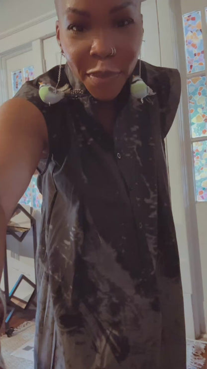 Black/Gray Wax Dress w/Pockets