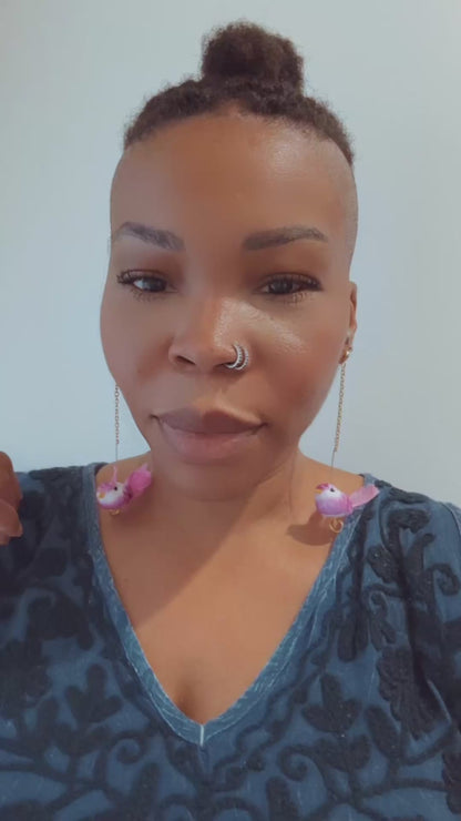 Pink Bird Earrings