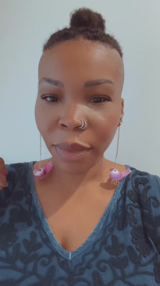 Pink Bird Earrings