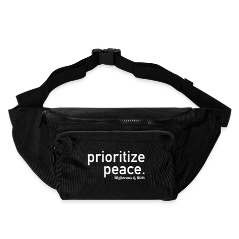 Prioritize Peace Large Crossbody Hip Bag/ Fanny Pack - black