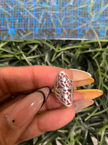 Vintage Sterling Silver Oval Filigree Ring (Size )