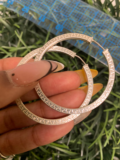 Vintage Sterling Silver Printed Hoop Earrings