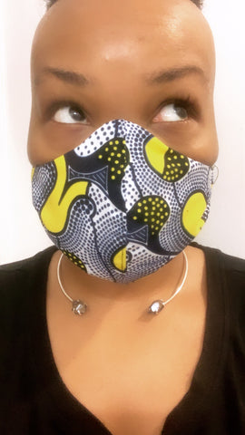 Shock Navy/Yellow Washable Face Masks