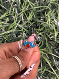 Sterling Silver Heart Inlay Turquoise & Coral Ring (Sz 5)