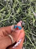 Sterling Silver Heart Inlay Turquoise & Coral Ring (Sz 5)