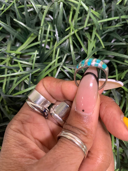 Sterling Silver Crushed Turquoise Ring Size 6