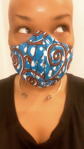 Tide Turquoise/Orange/White Washable Face Masks