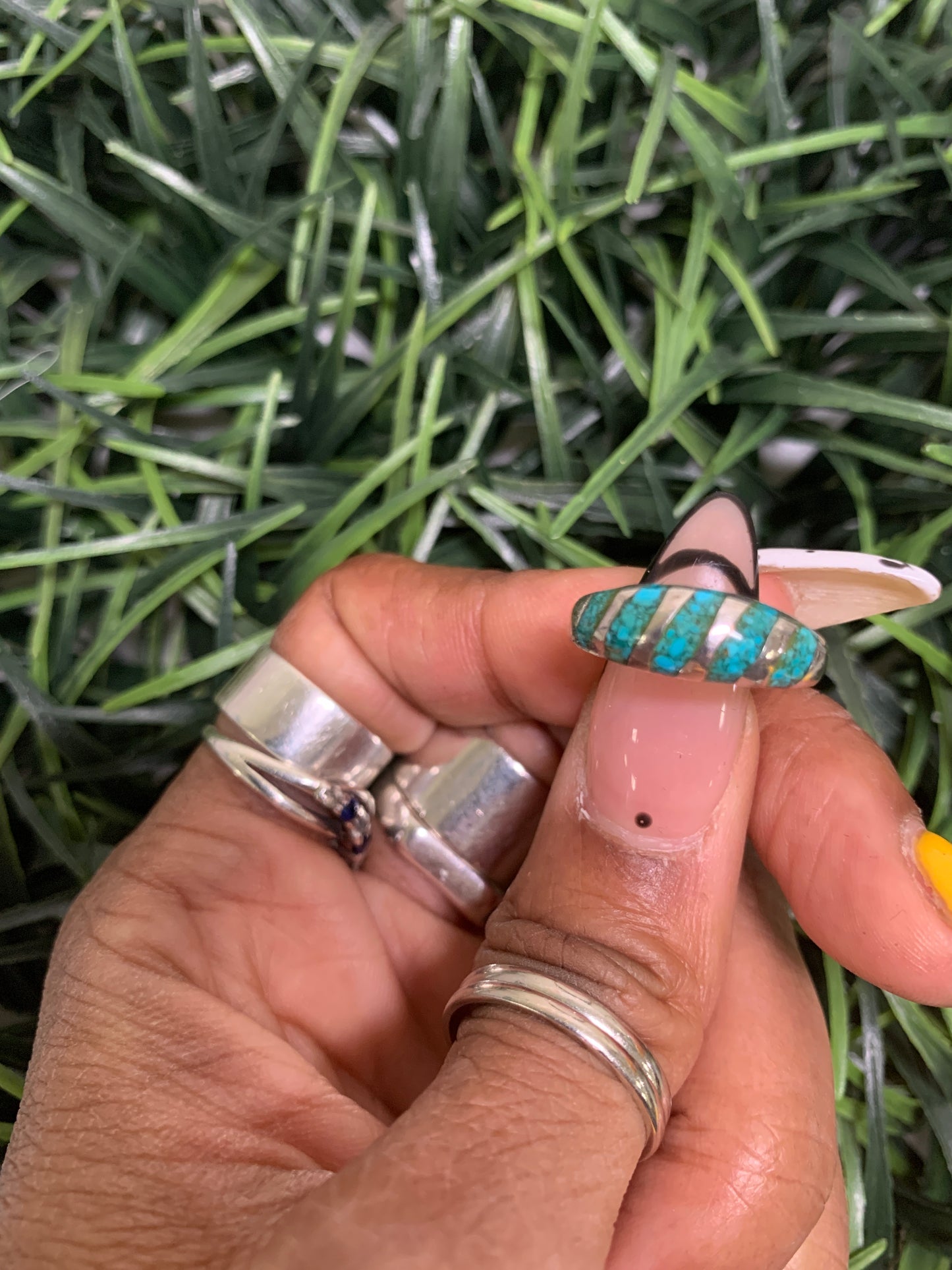 Sterling Silver Crushed Turquoise Ring Size 6