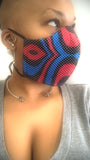 Blue/Red/Black Wax Washable Face Masks