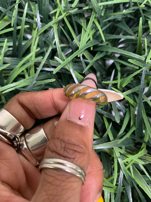 Vintage Sterling Silver Citrine Glass Ring (Size 5)