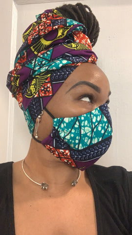Majestic Purple Washable Face Masks+Headwrap