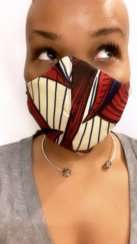 Soar Cream/Red/Navy Washable Face Masks