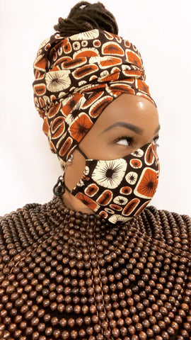 Brownstone Washable Face Masks+Headwrap