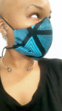 Maze Turquoise/Black Washable Face Masks