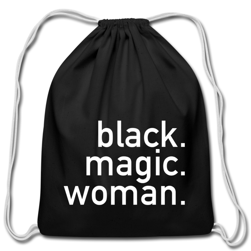 Black Magic Woman Cotton Drawstring Bag - black