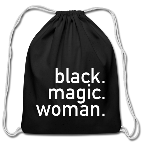 Black Magic Woman Cotton Drawstring Bag - black