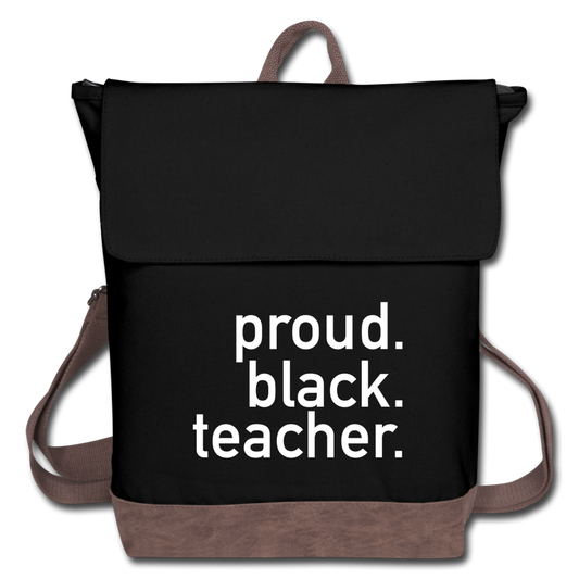 Proud Black Teacher Canvas Backpack - black/brown