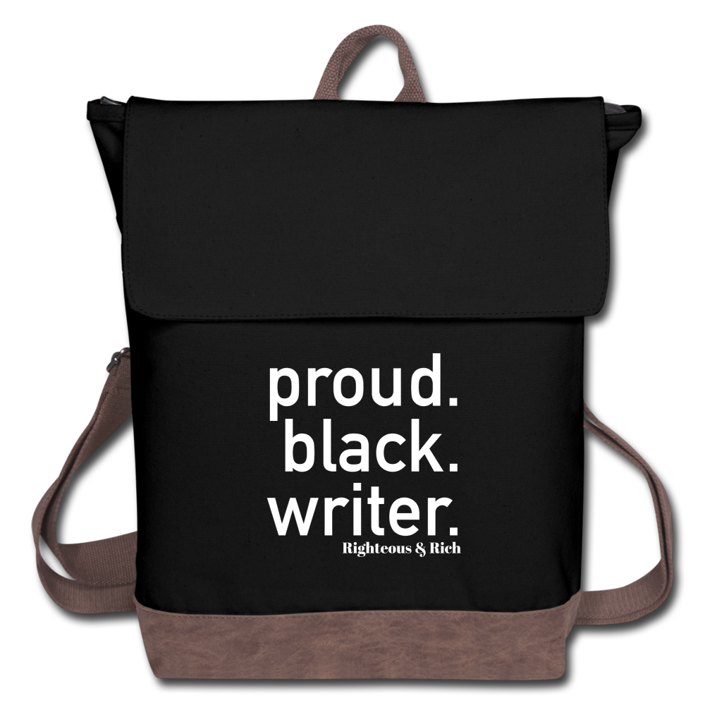 Proud Black Writer Canvas Backpack - black/brown