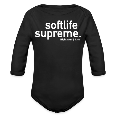 Softlife Supreme Organic Long Sleeve Baby Bodysuit - black