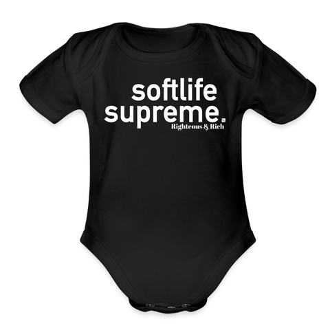 Softlife Supreme Organic Short Sleeve Baby Bodysuit - black